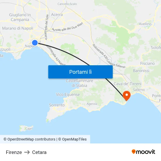 Firenze to Cetara map