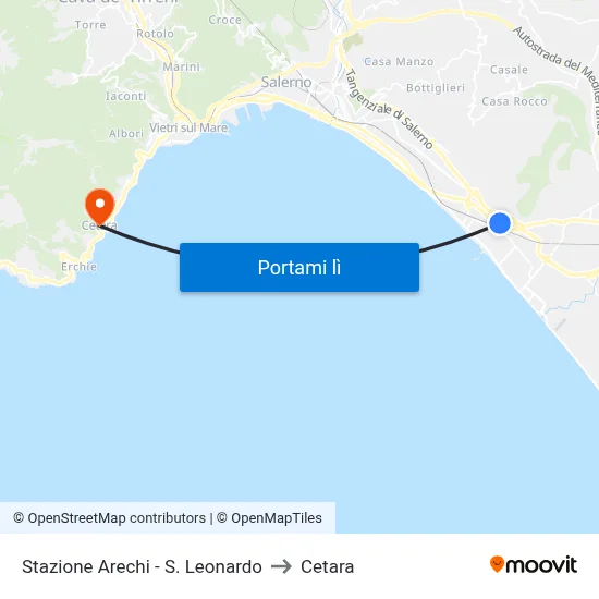 Stazione Arechi - S. Leonardo to Cetara map