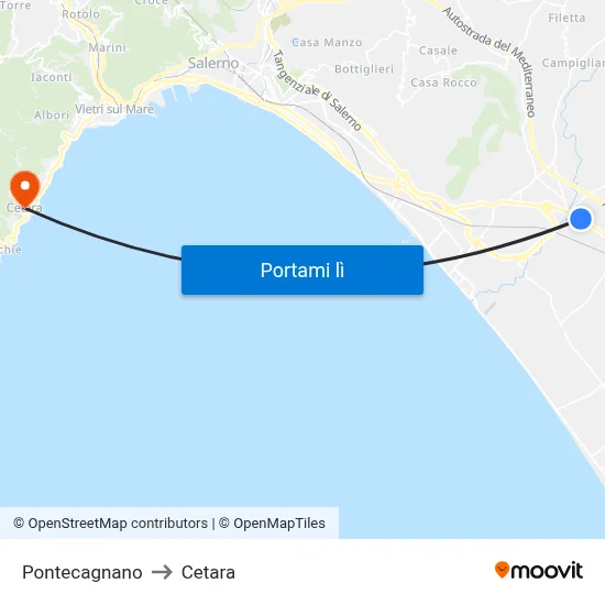 Pontecagnano to Cetara map