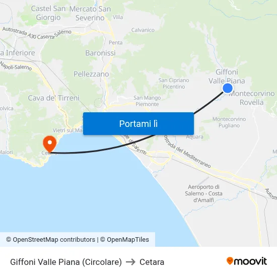 Giffoni Valle Piana (Circolare) to Cetara map