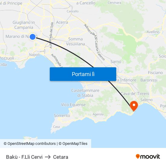 Bakù - F.Lli Cervi to Cetara map
