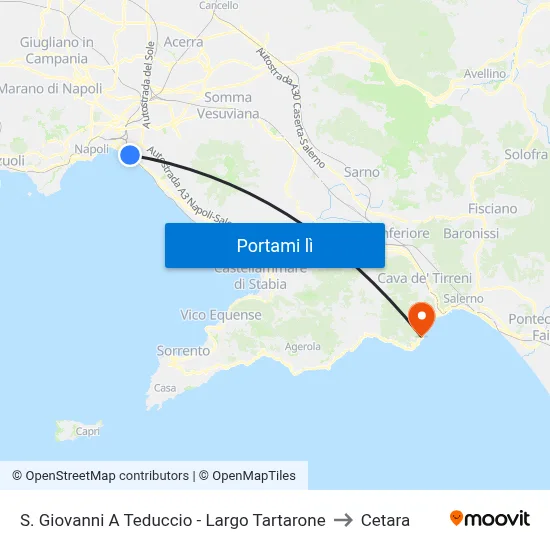 S. Giovanni A Teduccio - Largo Tartarone to Cetara map