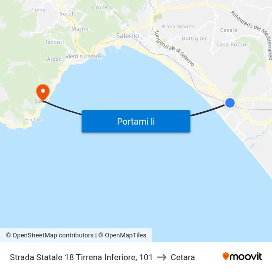 Strada Statale 18 Tirrena Inferiore, 101 to Cetara map