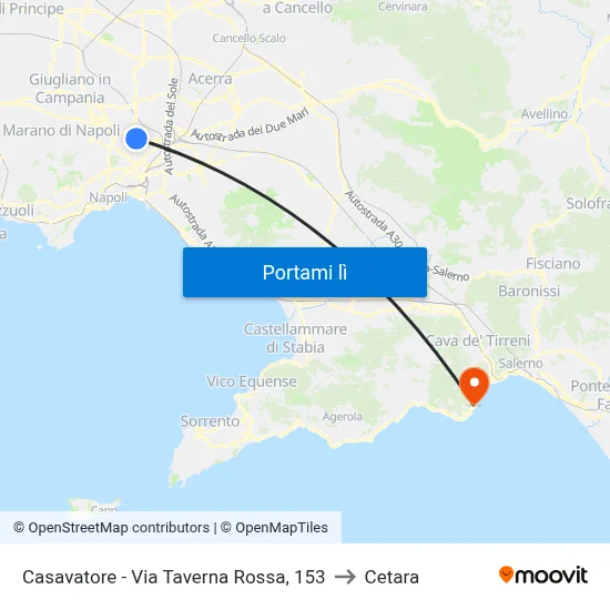 Casavatore - Via Taverna Rossa, 153 to Cetara map