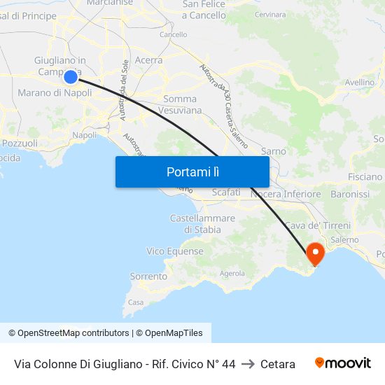 Via Colonne Di Giugliano - Rif. Civico N° 44 to Cetara map