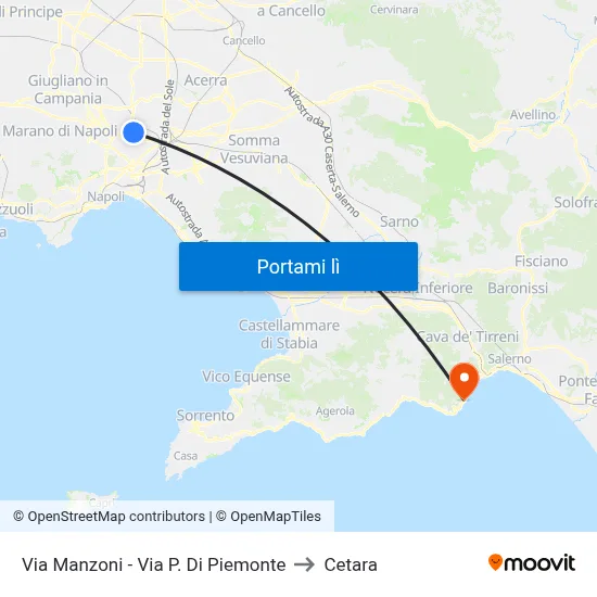 Via Manzoni - Via P. Di Piemonte to Cetara map