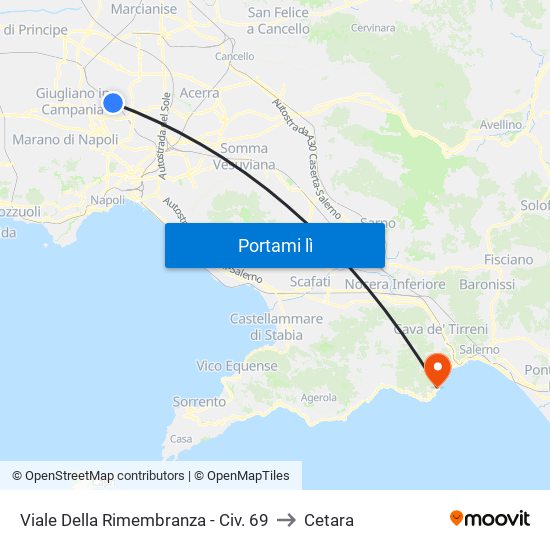 Viale Della Rimembranza - Civ. 69 to Cetara map