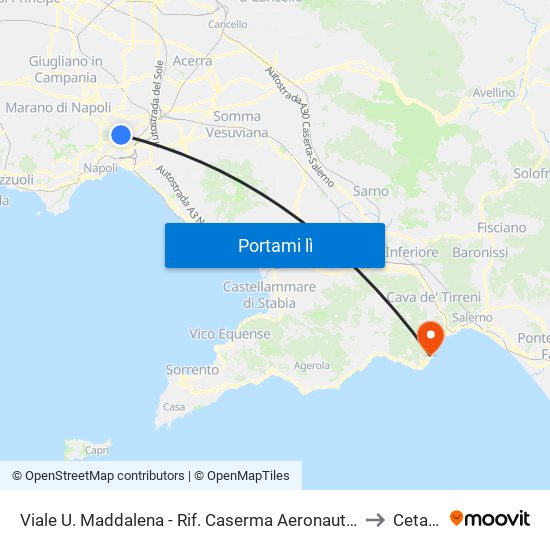 Viale U. Maddalena - Rif. Caserma Aeronautica to Cetara map