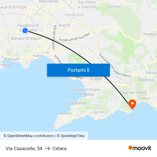 Via Casacelle, 54 to Cetara map