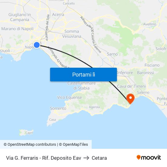 Via G. Ferraris - Rif. Deposito Eav to Cetara map