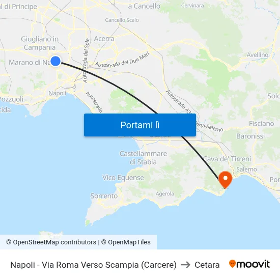 Napoli - Via Roma Verso Scampia (Carcere) to Cetara map