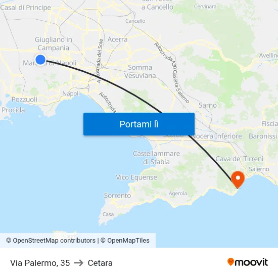 Via Palermo, 35 to Cetara map