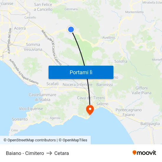 Baiano - Cimitero to Cetara map