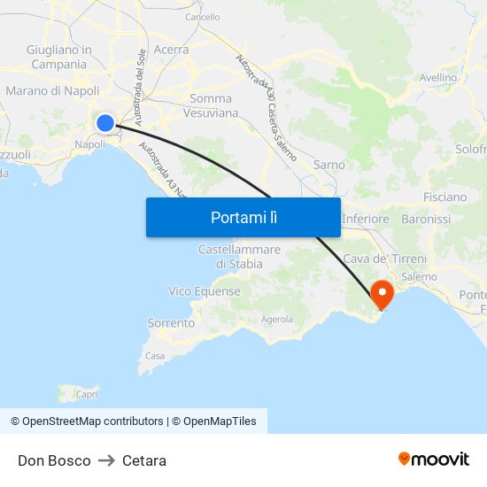 Don Bosco to Cetara map