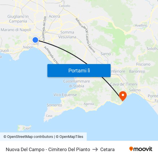 Nuova Del Campo - Cimitero Del Pianto to Cetara map