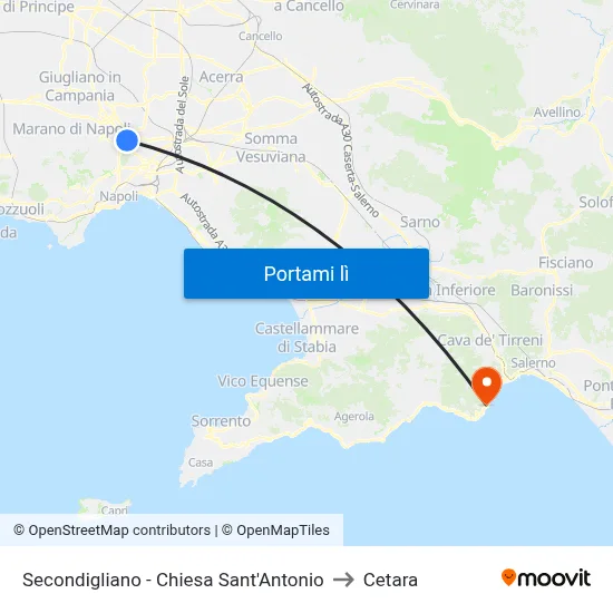 Secondigliano - Chiesa Sant'Antonio to Cetara map