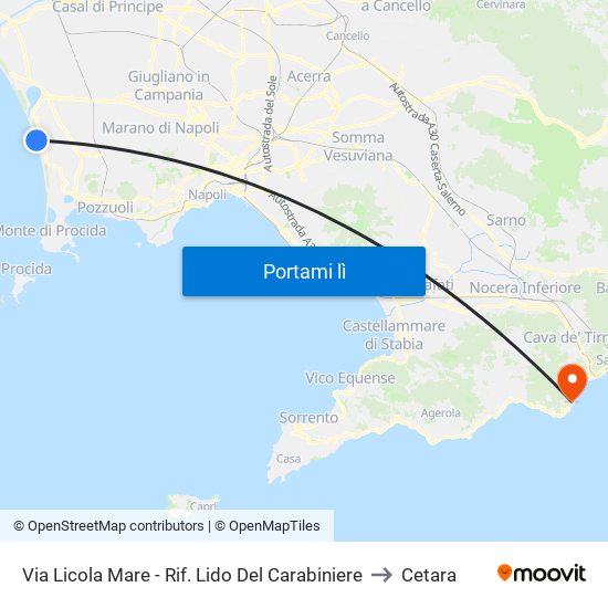 Via Licola Mare - Rif. Lido Del Carabiniere to Cetara map