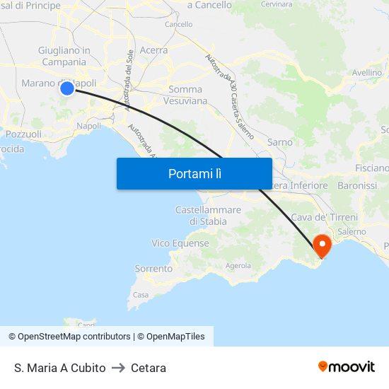 S. Maria A Cubito to Cetara map