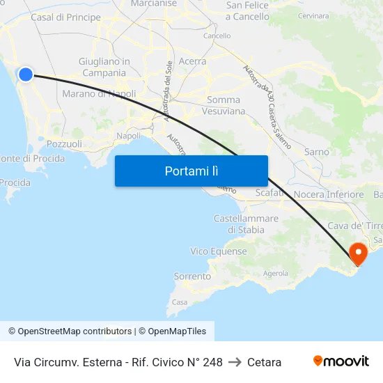 Via Lago Patria- Rif. Civico N° 248 to Cetara map