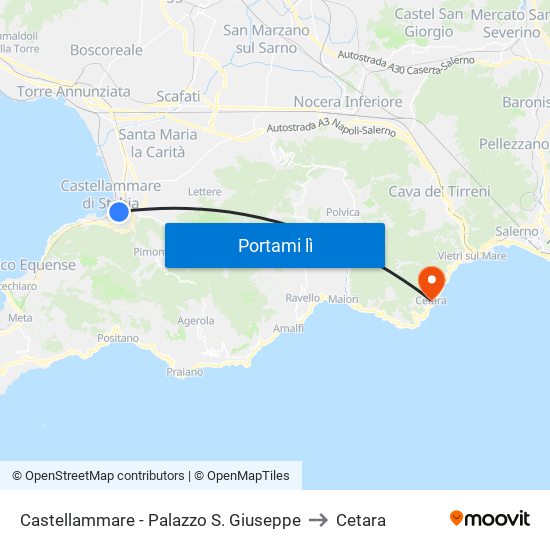 Castellammare - Palazzo S. Giuseppe to Cetara map