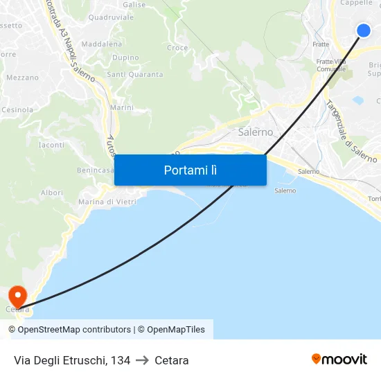 Via Degli Etruschi, 134 to Cetara map