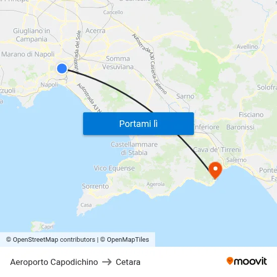 Aeroporto Capodichino to Cetara map