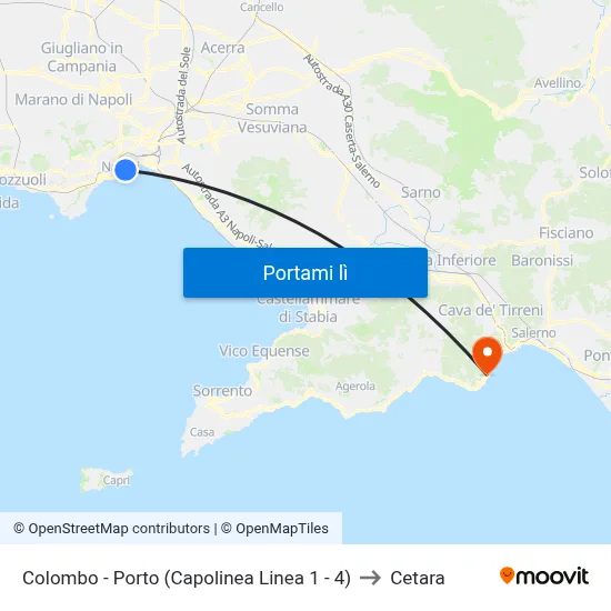 Colombo - Porto (Capolinea Linea 1 - 4) to Cetara map