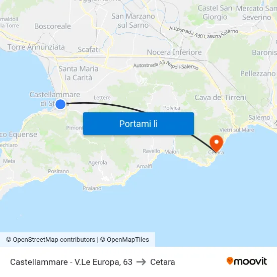 Castellammare - V.Le Europa, 63 to Cetara map