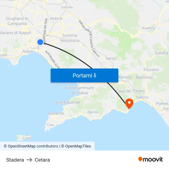 Stadera to Cetara map