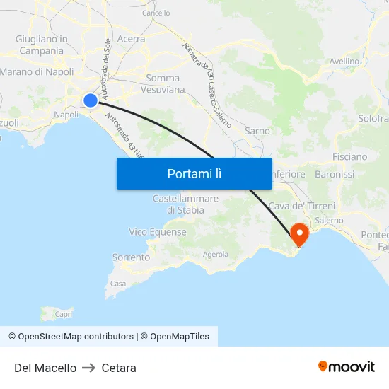 Del Macello to Cetara map