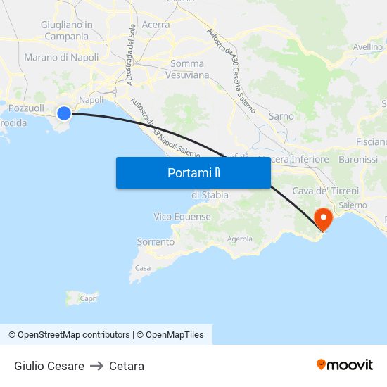 Giulio Cesare to Cetara map