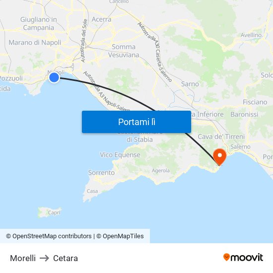 Morelli to Cetara map