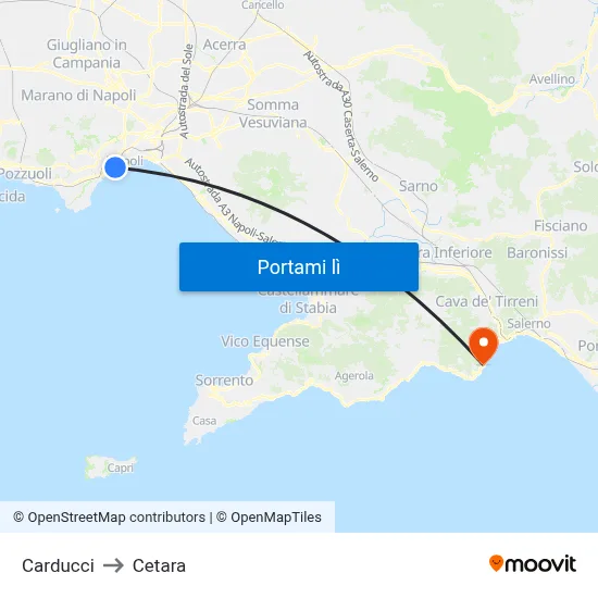 Carducci to Cetara map