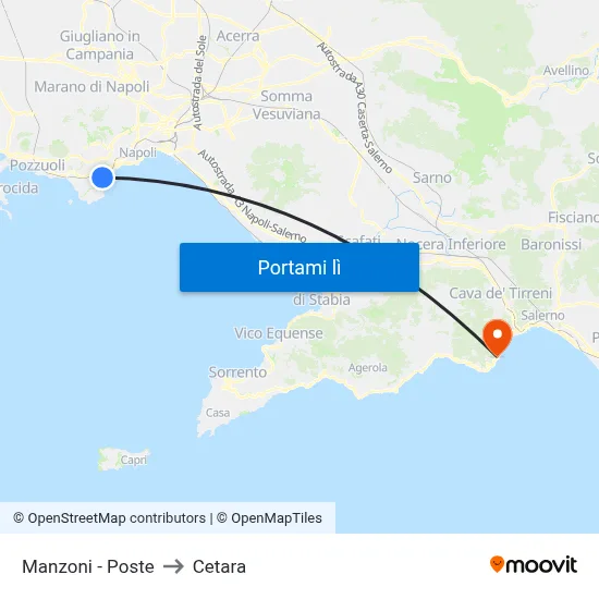 Manzoni - Poste to Cetara map