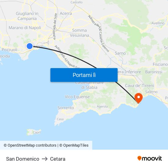 San Domenico to Cetara map