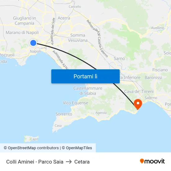 Colli Aminei - Parco Saia to Cetara map