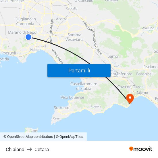 Chiaiano to Cetara map