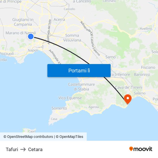 Tafuri to Cetara map