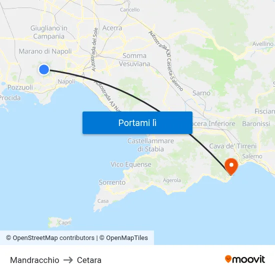 Mandracchio to Cetara map