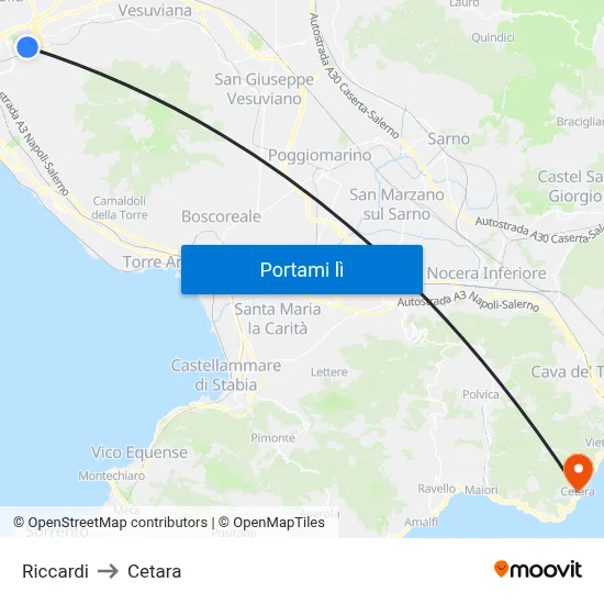 Riccardi to Cetara map