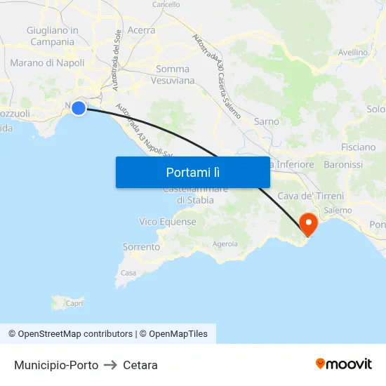 Municipio-Porto to Cetara map