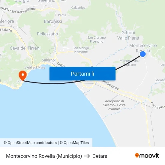 Montecorvino Rovella (Municipio) to Cetara map