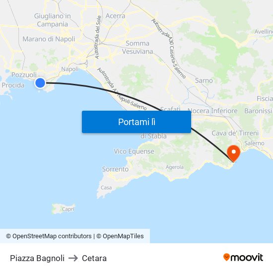 Piazza Bagnoli to Cetara map