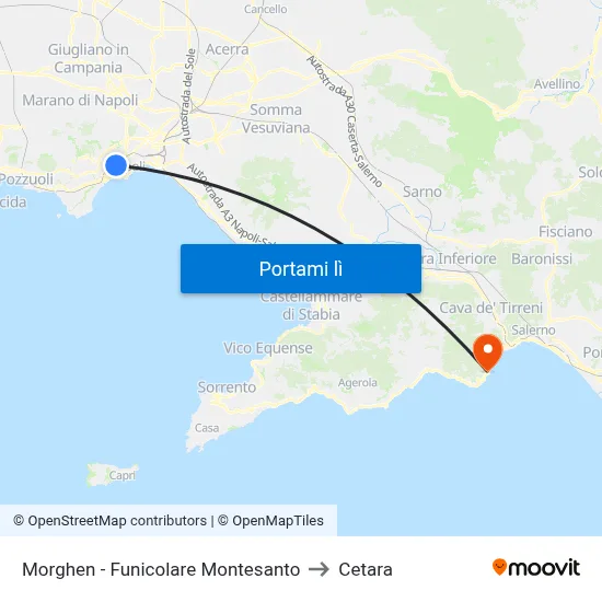 Morghen - Funicolare Montesanto to Cetara map