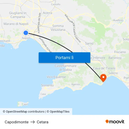 Capodimonte to Cetara map