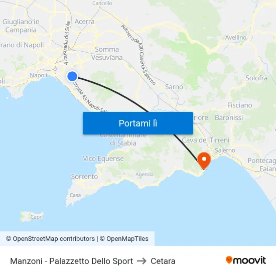 Manzoni - Palazzetto Dello Sport to Cetara map