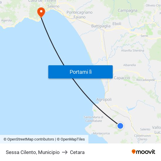 Sessa Cilento, Municipio to Cetara map