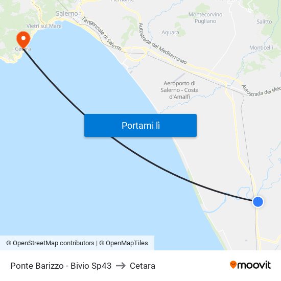 Ponte Barizzo - Bivio Sp43 to Cetara map