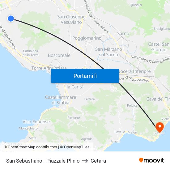 San Sebastiano - Piazzale Plinio to Cetara map