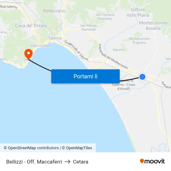 Bellizzi - Off. Maccaferri to Cetara map